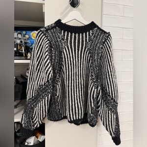 Black and White Striped Women's Sweater